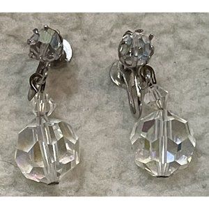 Vintage AB Crystal Rhinestone Dangle Earrings Holiday Party Cocktail Glam